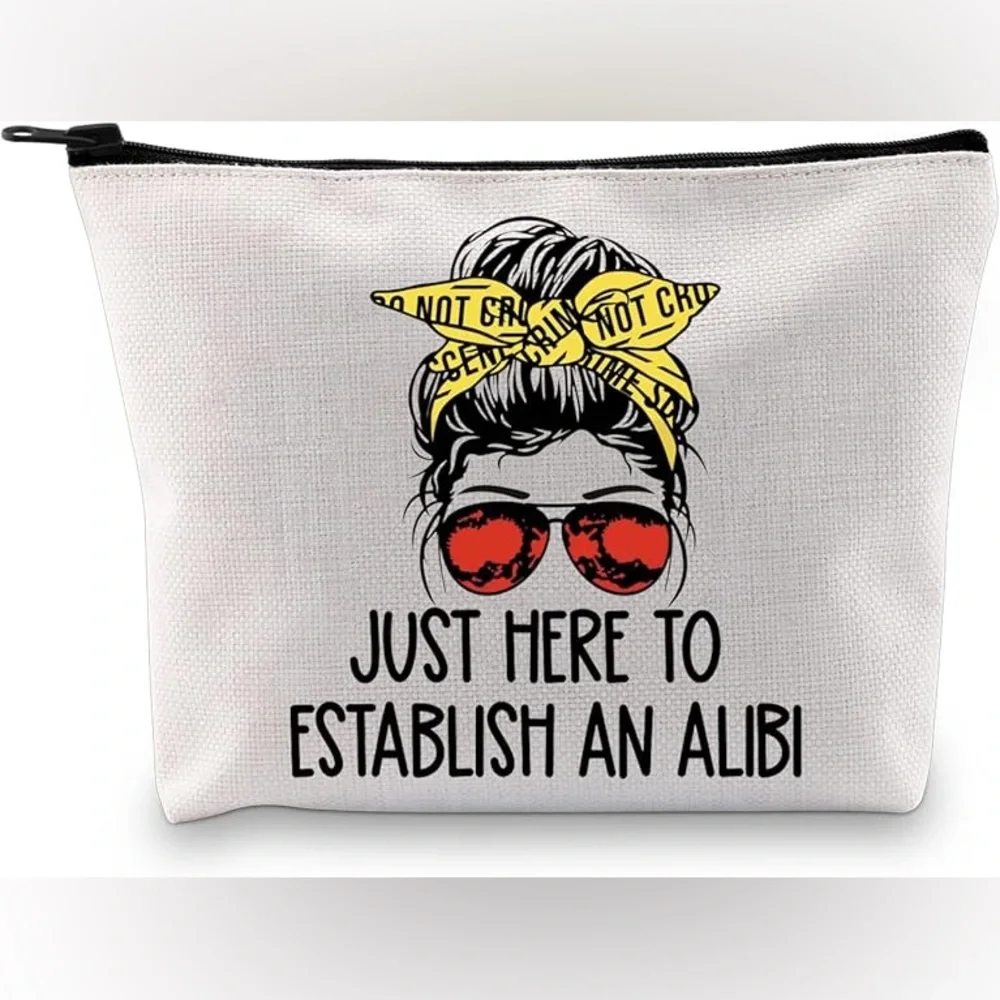 GJTIM women’s Just Here To Establish Alibi Graphic Makeup Bag